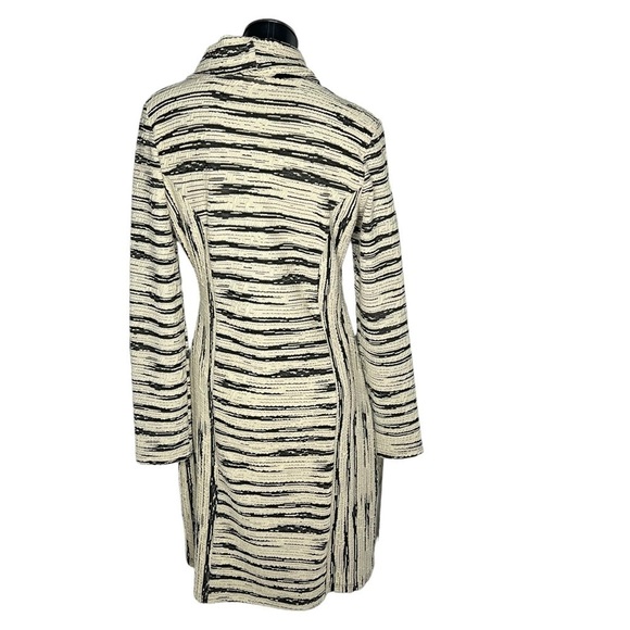DZHAVAEL COUTURE Black Tan Stripe Detachable Cowl Neck Dress Size L - Picture 7 of 16